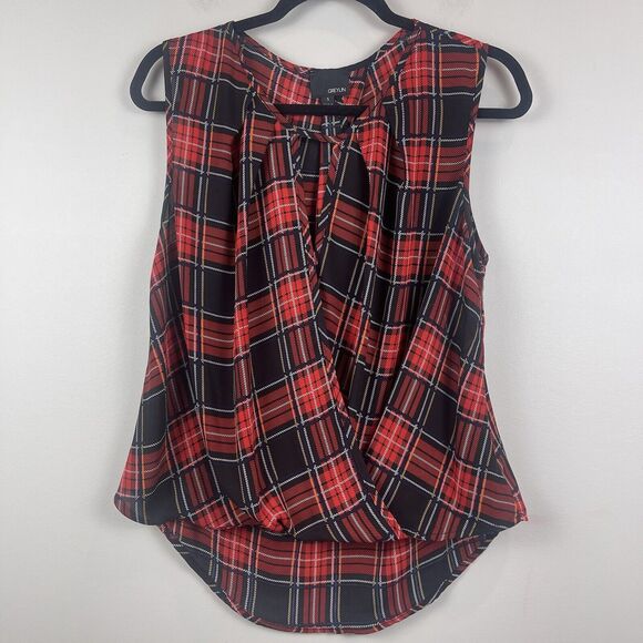 Anthropologie Greylin Womens Top Small Red Plaid Sleeveless Flowy Dark Academia - Picture 1 of 7